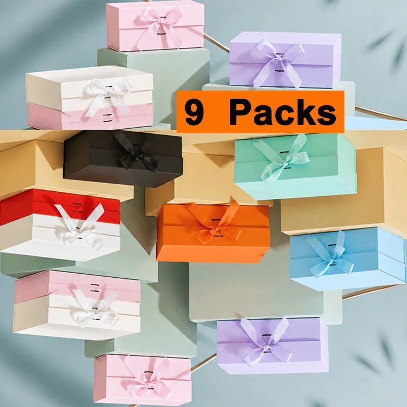 Sturdy Gift Box 9 Packs Wholesale Elegant Present Box With Ribbon And Magnetic Closure Perfect Elegant Box For Gifts Packing