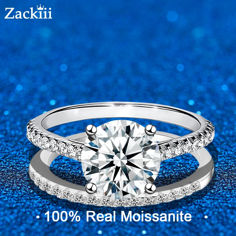 5CT Sterling Silver Moissanite Bridal Rings Sets Round Cut Lab Diamond  Engagement Rings Wedding Band for Women GRA Certified