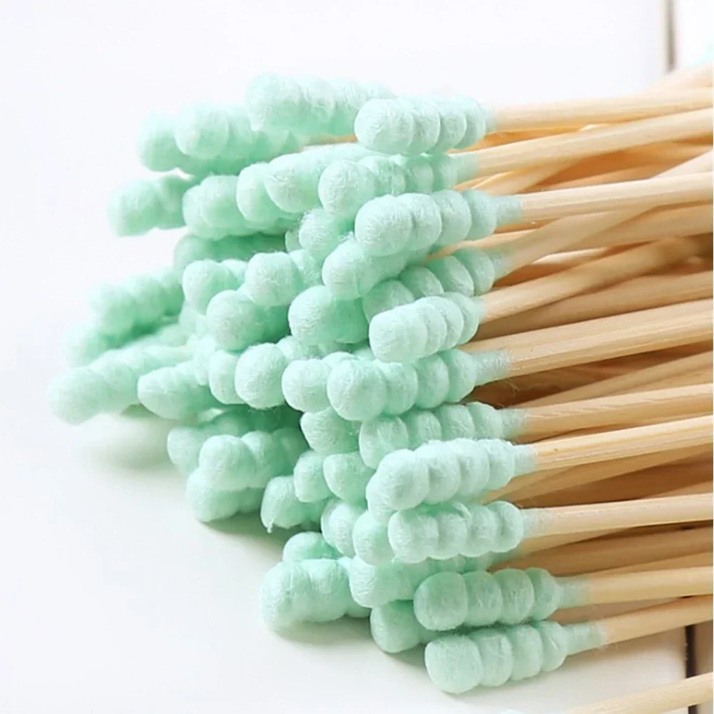 100-200Pcs Color Mix Double Head Bamboo Cotton Buds Adults Makeup Cotton Swab Eco Friendly Wood Sticks Nose Ears Cleaning Tools