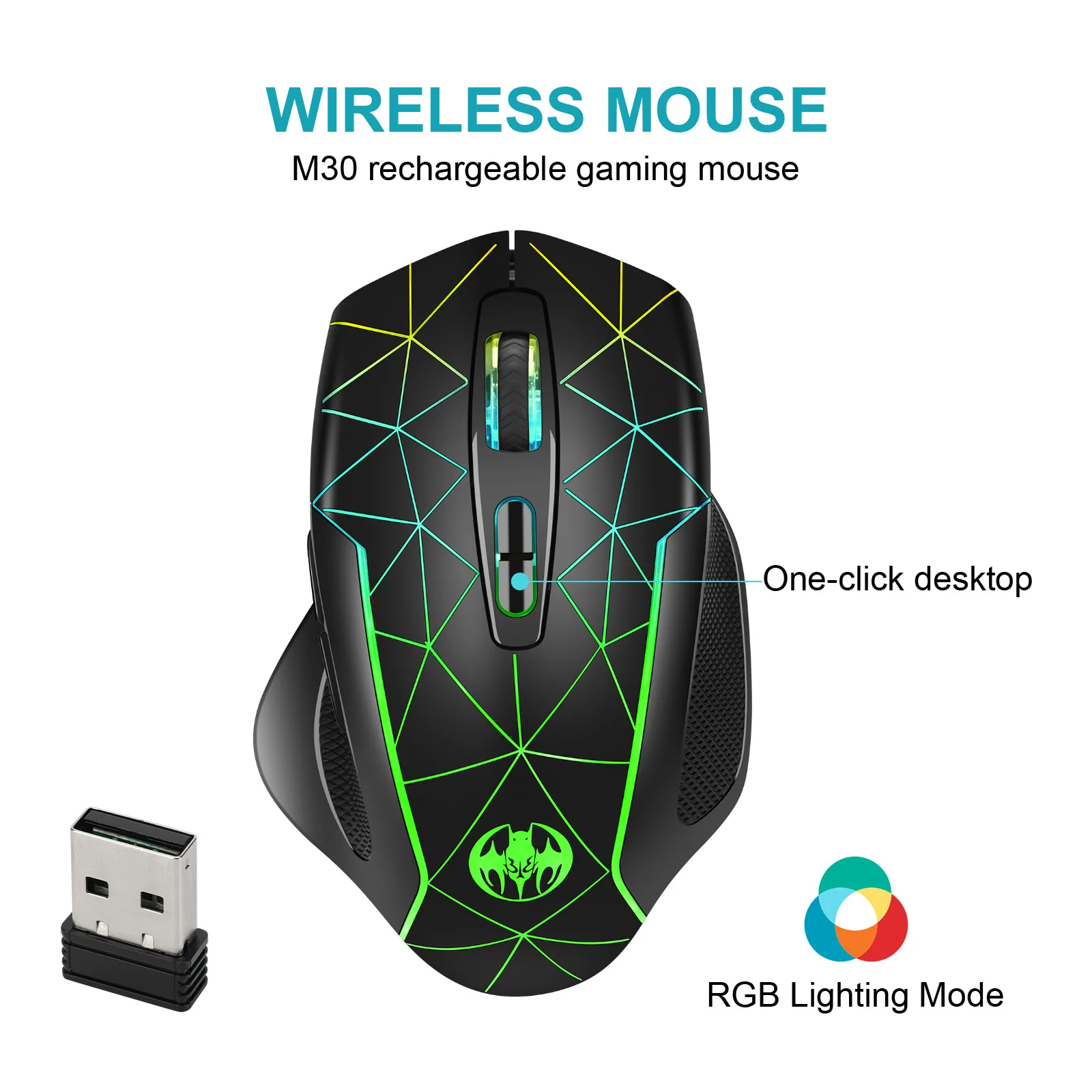 Wireless Charging Glowing Gaming Mouse  AntiSleep Mouse With Auto Cursor Movement Function to Prevent Computer Screen Lock