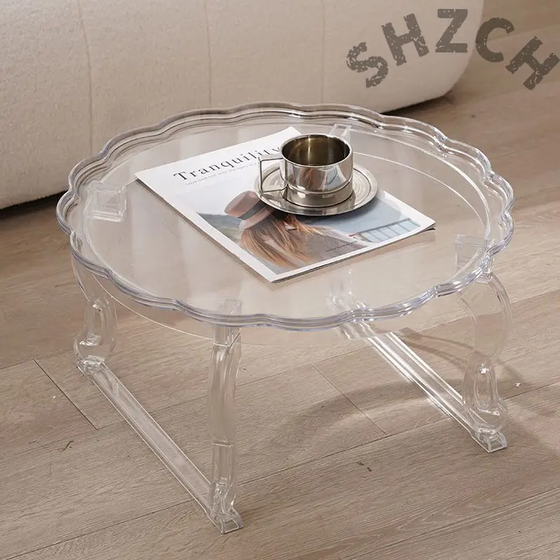 Furniture Nordic, Coffee Table, Simple, Home, Small Round Table, Balcony, Designer, Acrylic, Transparent, Round, Living Room, C