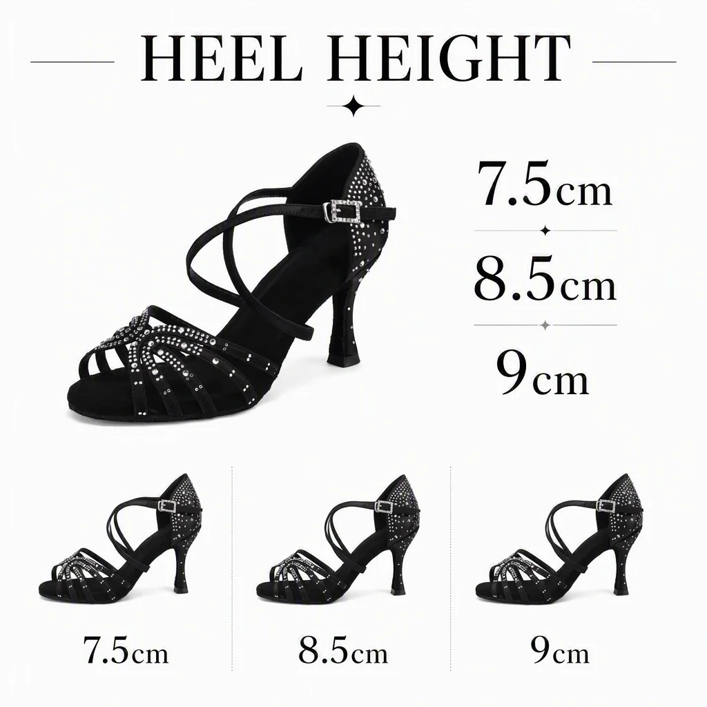 Rhinestone Dance Shoes Women Tango Salsa Latin Dance Shoes Ballroom Dance Heels Soft Sole Women Sandals Ladies Wedding Shoes