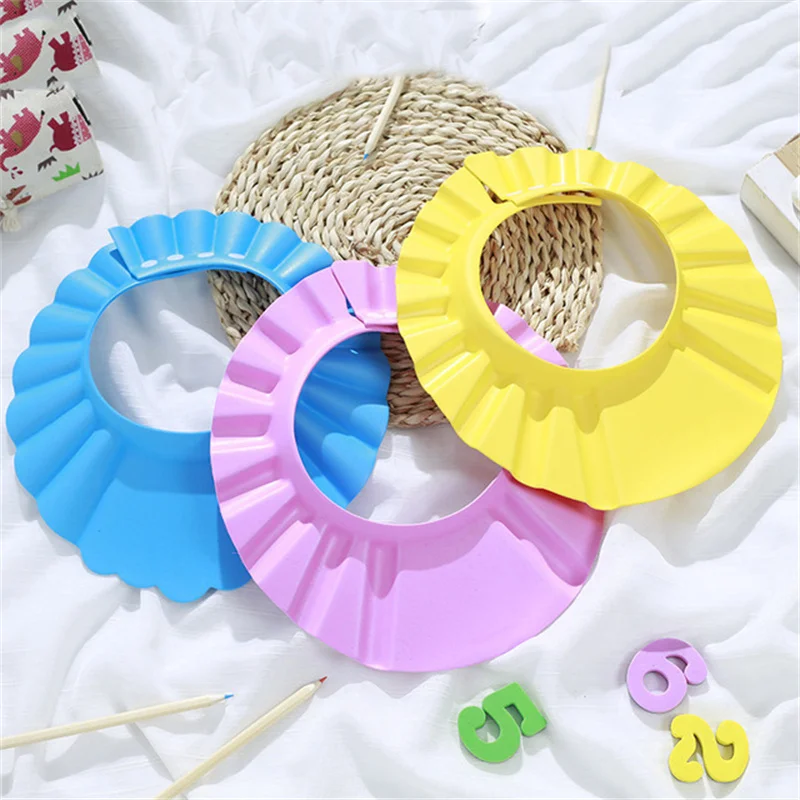 Children Adjustable Safe Shampoo Shower Cap Bath Protection Soft Caps Baby Hats Waterproof Wash Hair Shield 3 Colors