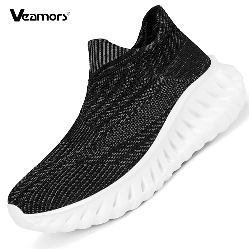 Fashion Knitted Socks Shoes Men Women Light Breathable Casual Sneakers Slip-on Soft Sole Walking Footwear Plus Size 36-46