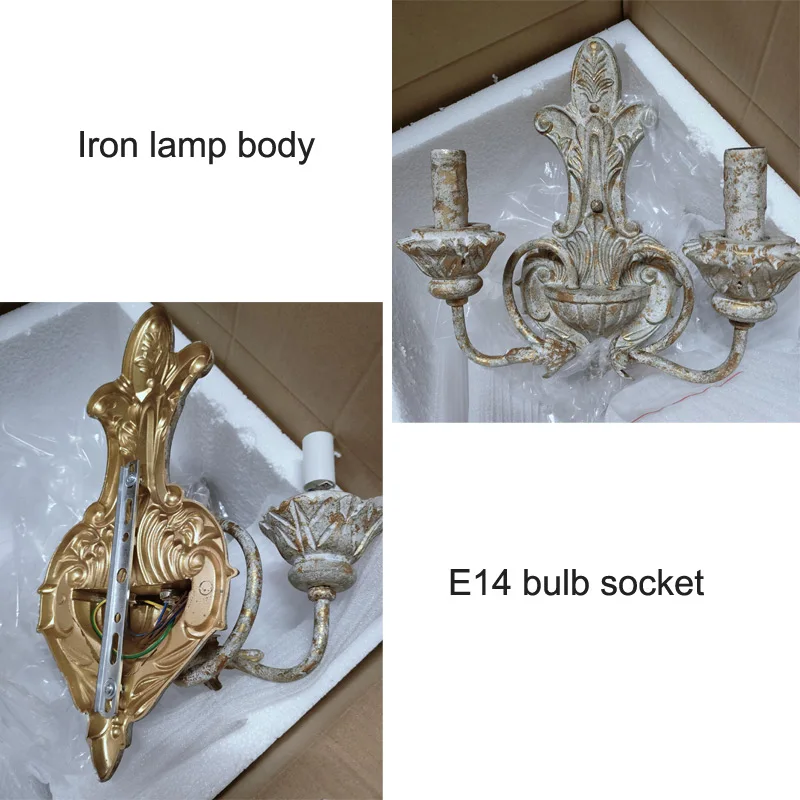 French countrySimple double headed design Retro wall lamp Living Room Dining Room Porch Bedroom aisle Club villa Wall Light
