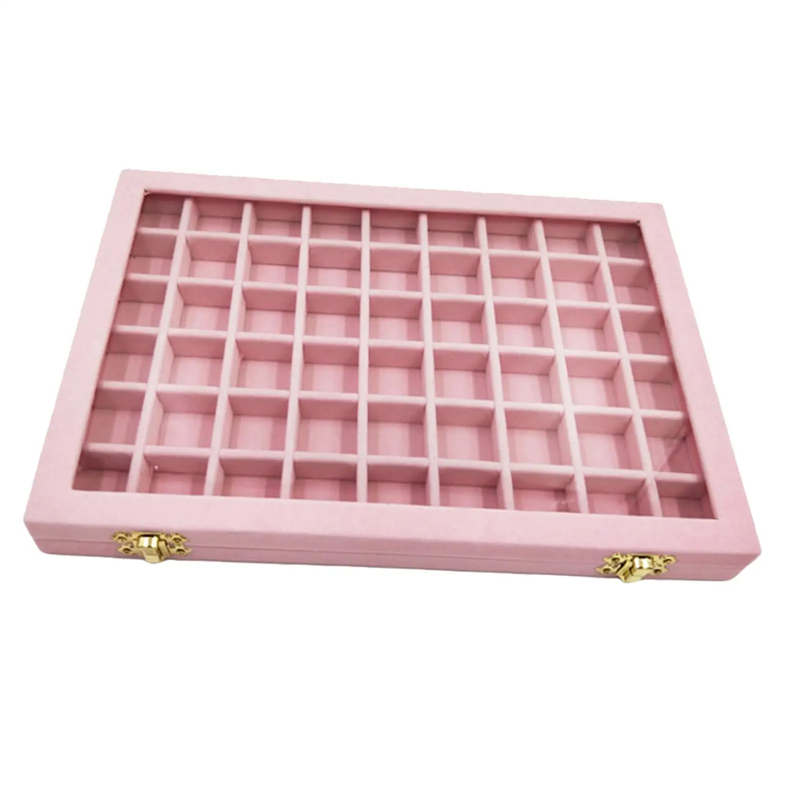 Velvet Jewelry Storage Tray Glass Lid Display Case Organizer for Rings Earrings Necklaces and Bracelets