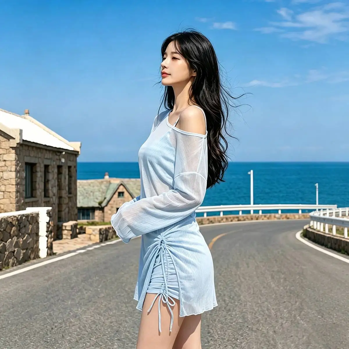 New Ladies' Three-Piece Bikini Long Sleeve Cover up Slimming Beach Thermal Vacation Swimsuit with Chest Pad And Steel Support