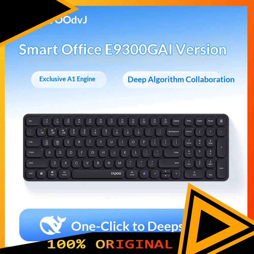Rapoo E9000G AI Wireless Keyboard 3.9mm Reduce Power Consumption 500mAh Dual Mode Connection Office Keyboard For Pc Accessories