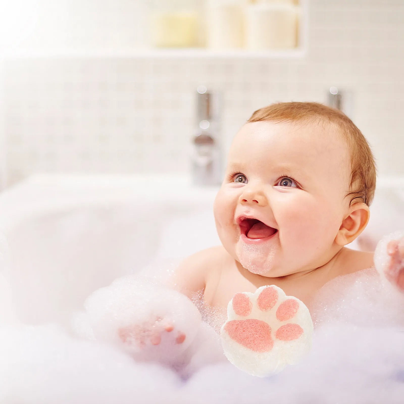 Baby Bath Sponge Cute Animal Paw Soft Body Shower Scrubber for Face Washing Toddlers and Sensitive Skin