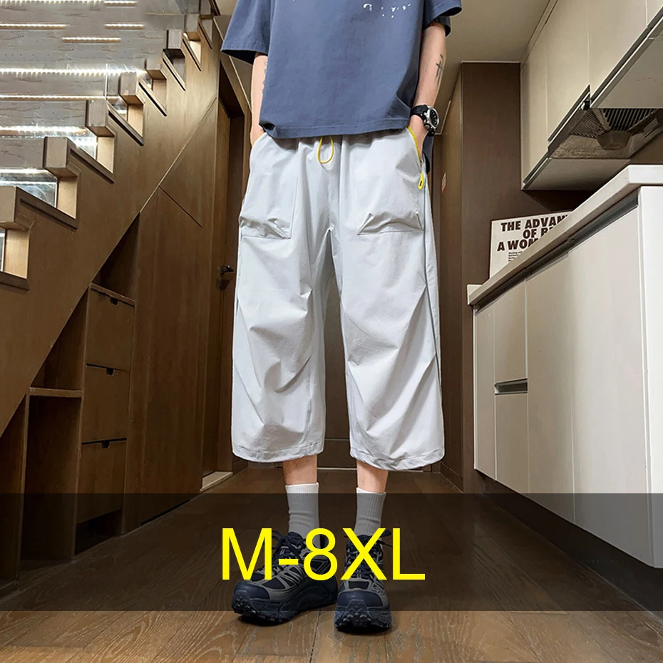 Summer Calf-length Pants Men Men 8XL Plus Size Pants Fashion Casual Pants Big Size 8XL