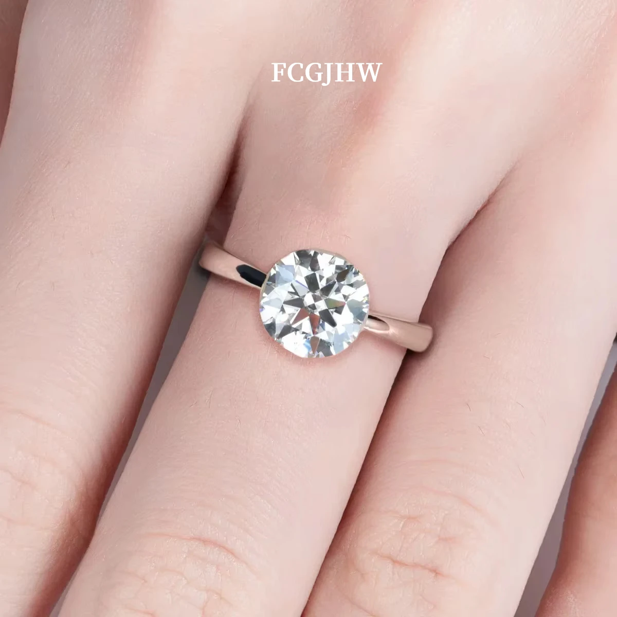 FCGJHW 2ct/3ct D Color Moissanite Setting Engagement Ring For Women GRA S925 Sterling Silver Gold Plated Solitaire Rings 2026