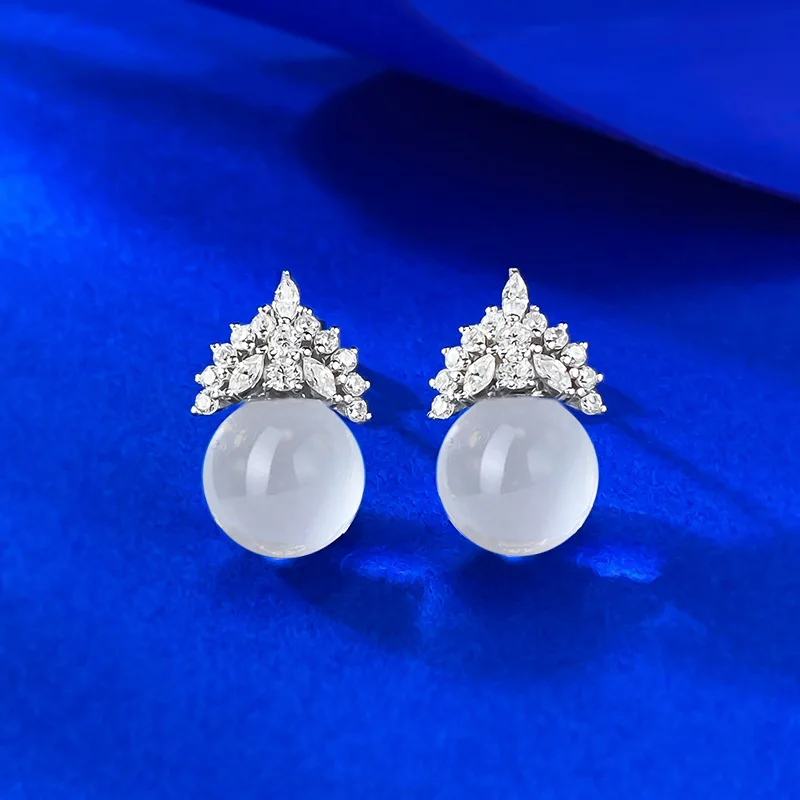 Sparkling 10mm Crystal Women's Stud Earrings - 925 Sterling Silver Promise Wedding Engagement Ear Earrings Jewelry Gift