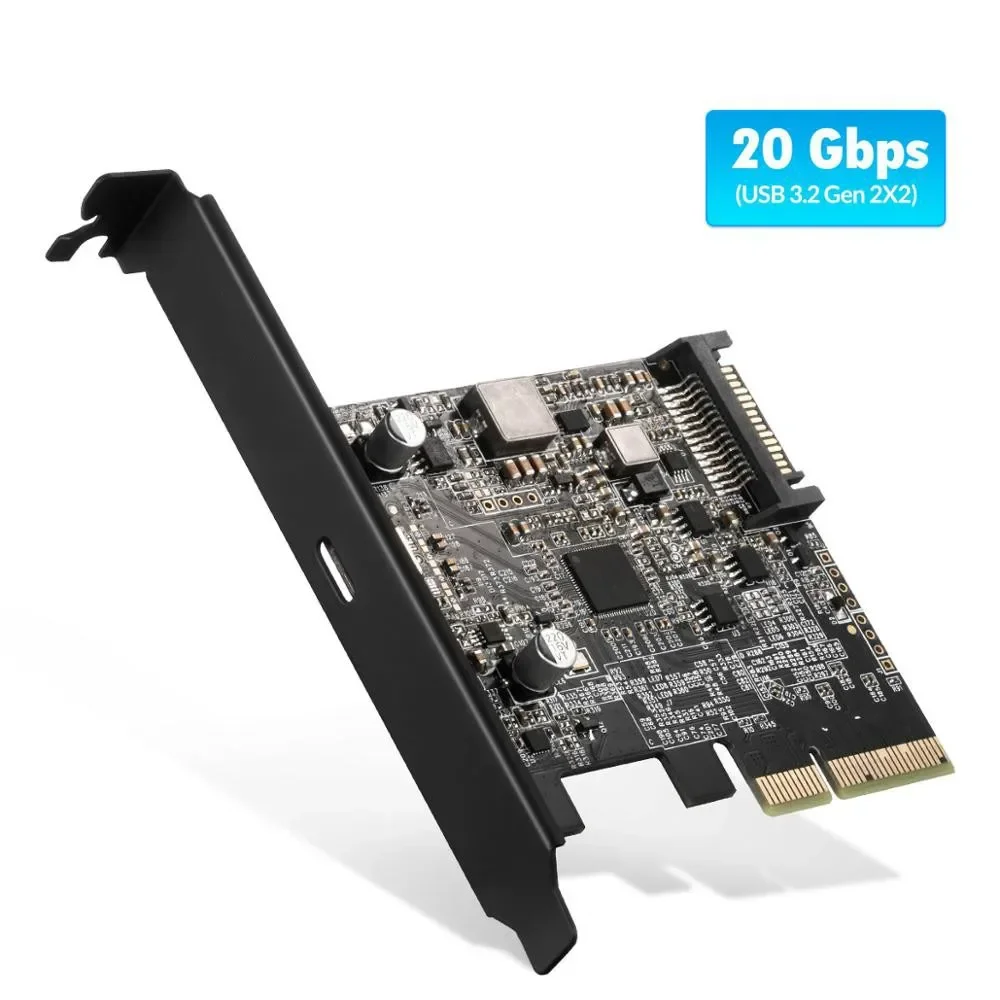 Typec USB C PCI-Express to USB 3.2 20Gbps PCI-E Express Expansion Card Adapter with ASM3242 Chipset for Windows 8/10/Linux