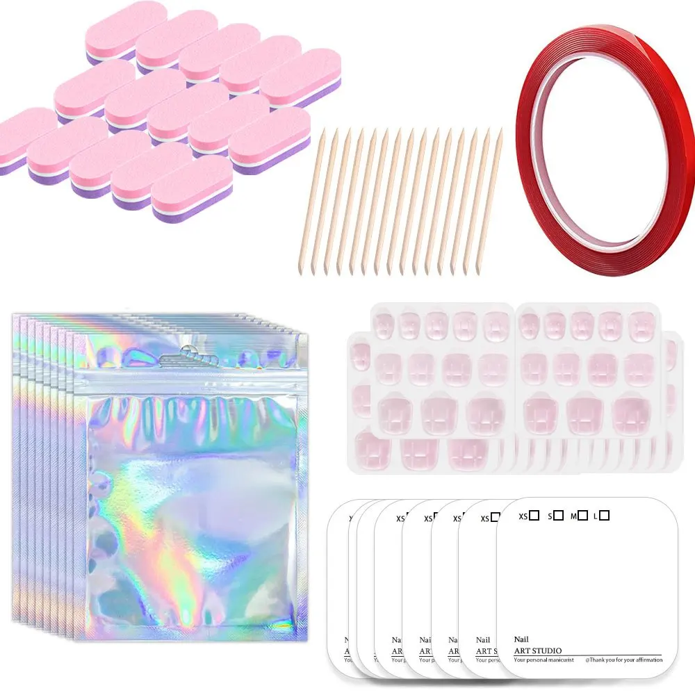 6pack/15pack Press on Nail Packaging Kit, Press on Nail Tool Prep Kit for Fingernails Toenails Nail