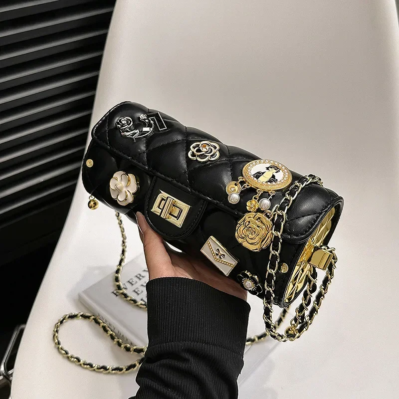 2025 new women's pu leather waterproof diamond shoulder bag messenger bag wallet messenger bag