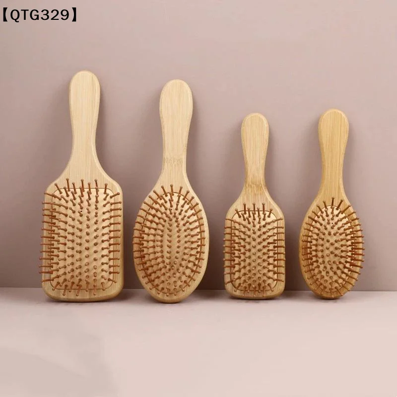 QTG329Natural Bamboo Paddle Comb Air Cushion Comb Scalp Massage Anti-static Tangle Free Comb Special For Real Hair Wigs[T]WQ