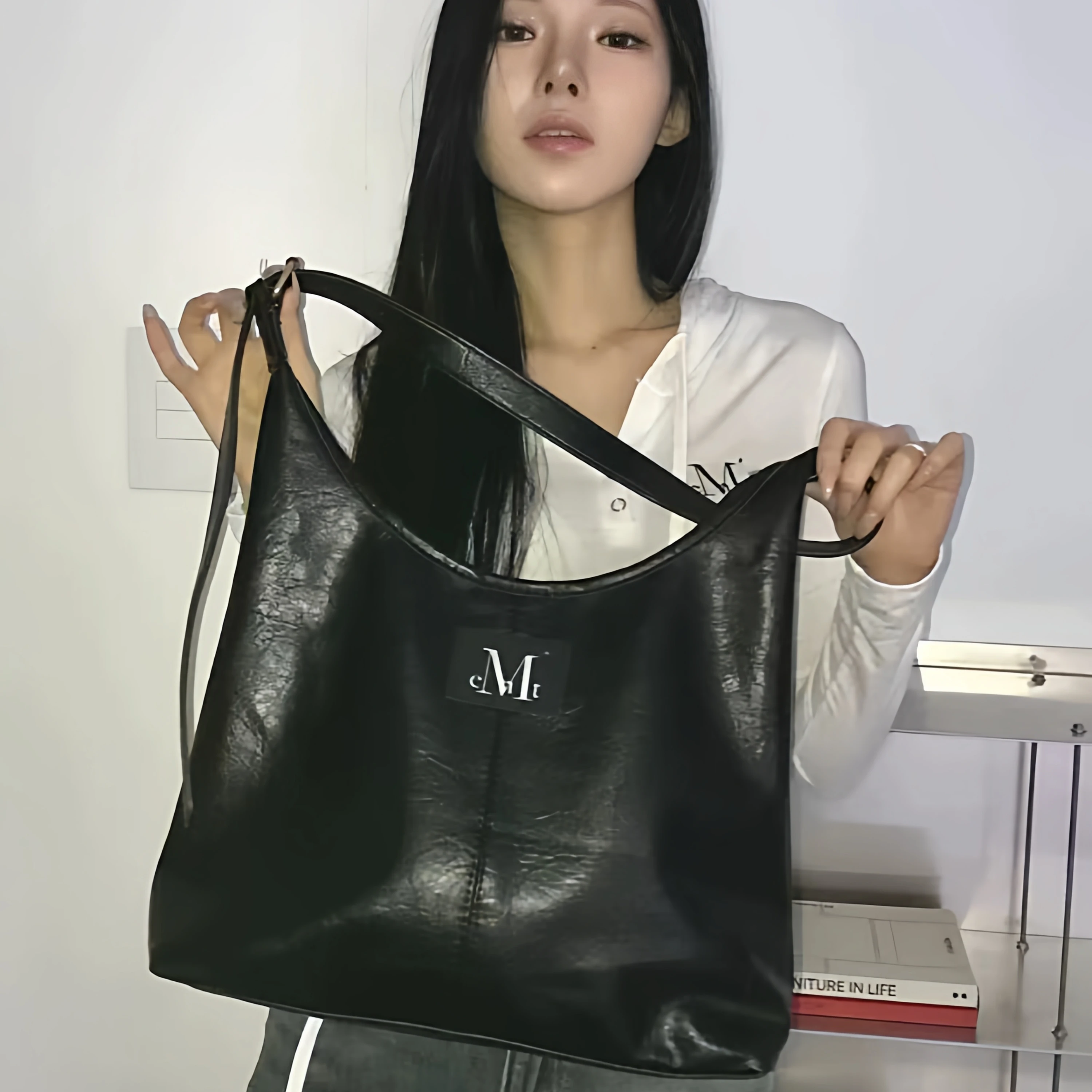 Mucent2025 New Underarm Bag Women's Crossbody Soft Simple Versatile Single Shoulder Bag Daily Match Korean Style PU Leather