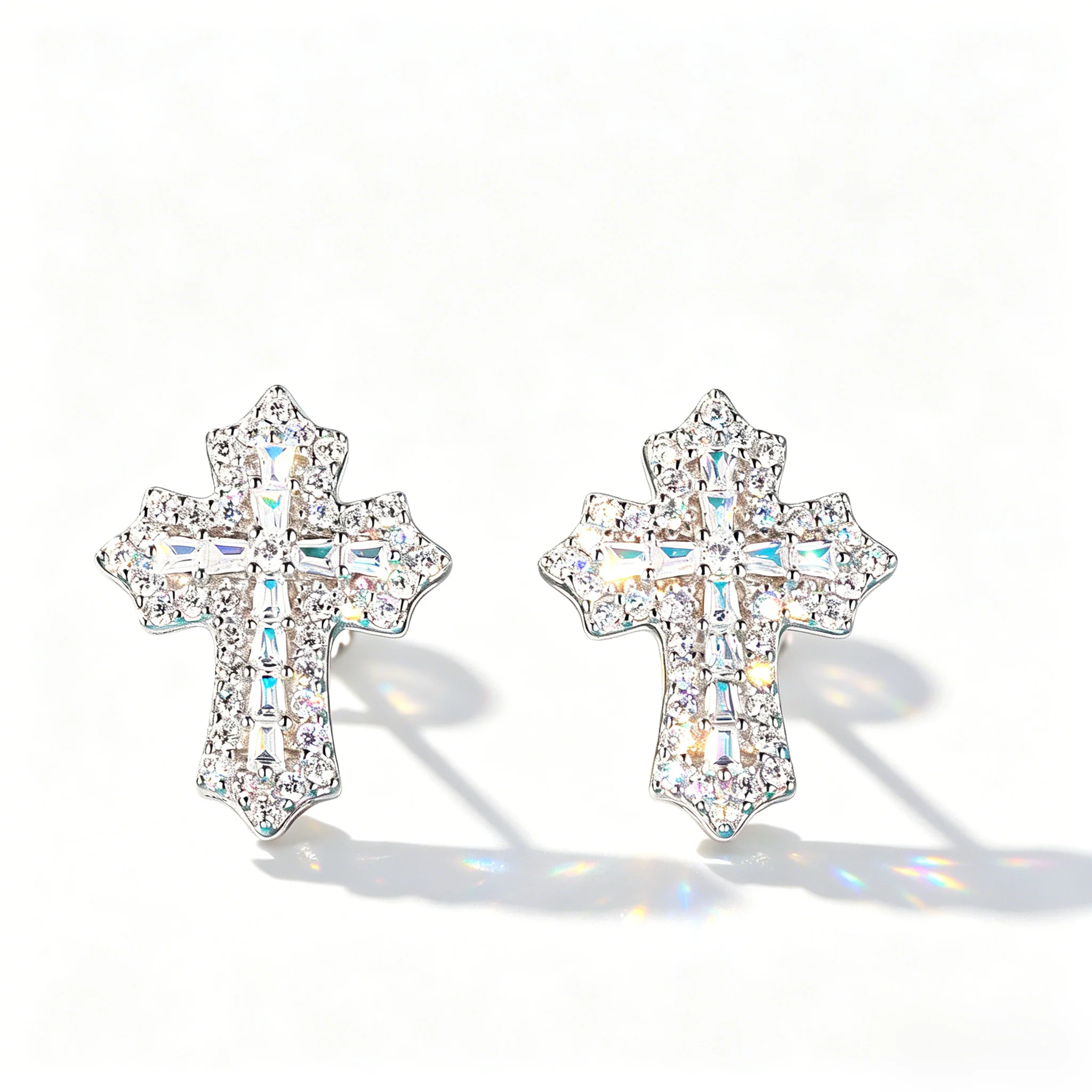 Cross Earrings Women Cross Stud Earrings Sterling Silver Moissanite Wedding Birthday Party Gift