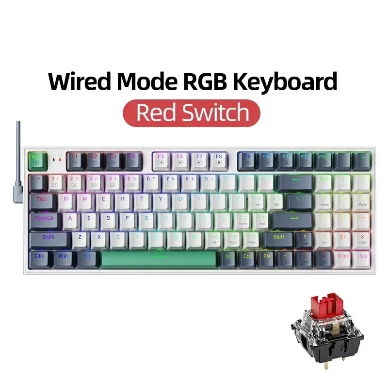 Wired Mechanical Keyboard 94 Keys RGB Backlight Splice Color Translucent Key Cap Full Key Hot-swappable Keyboard Electronics