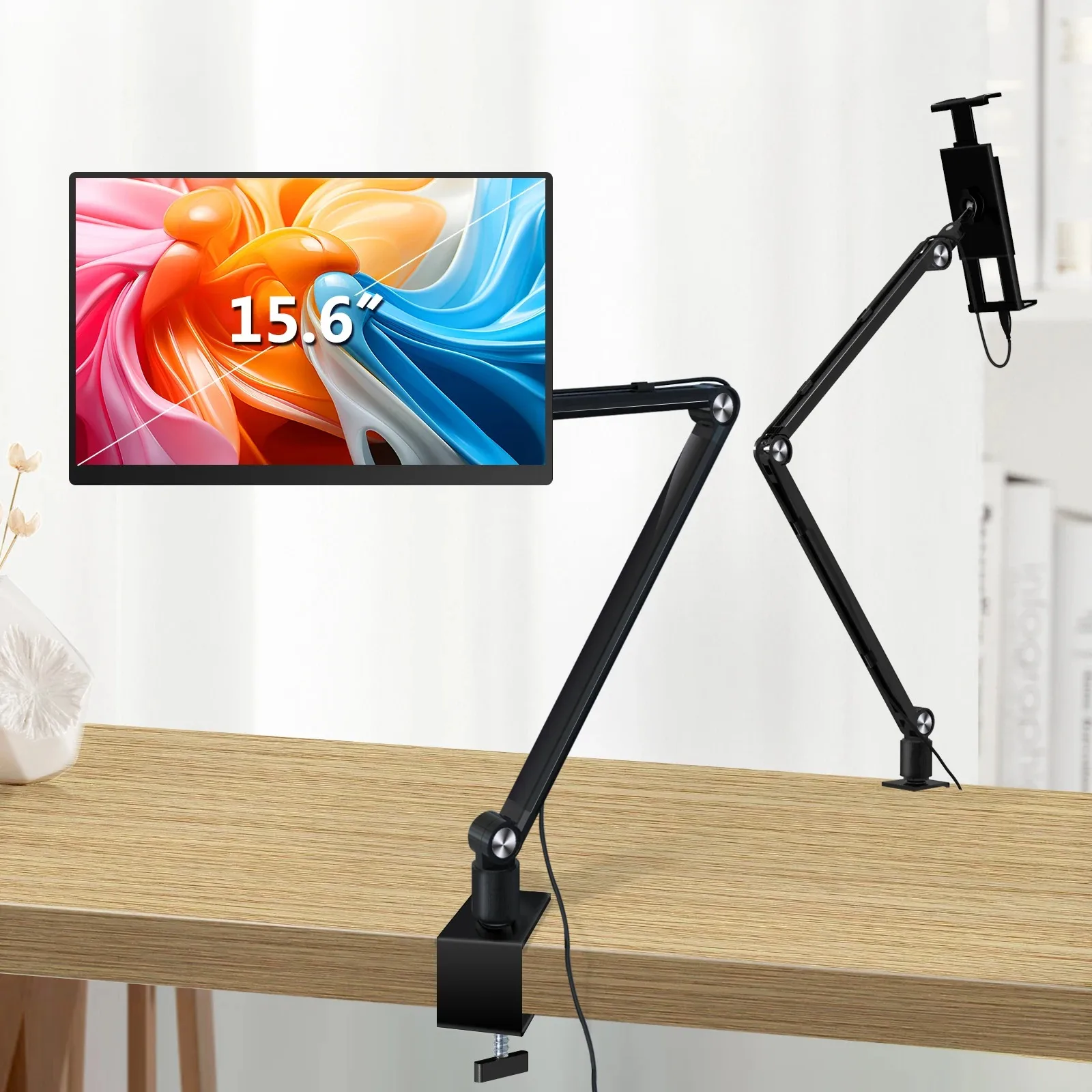 360 Fold Portable Monitor Stand for Desktop Installation with A 15.6 "16" Screen, An Aluminum Long-arm Rotating Tablet Stand