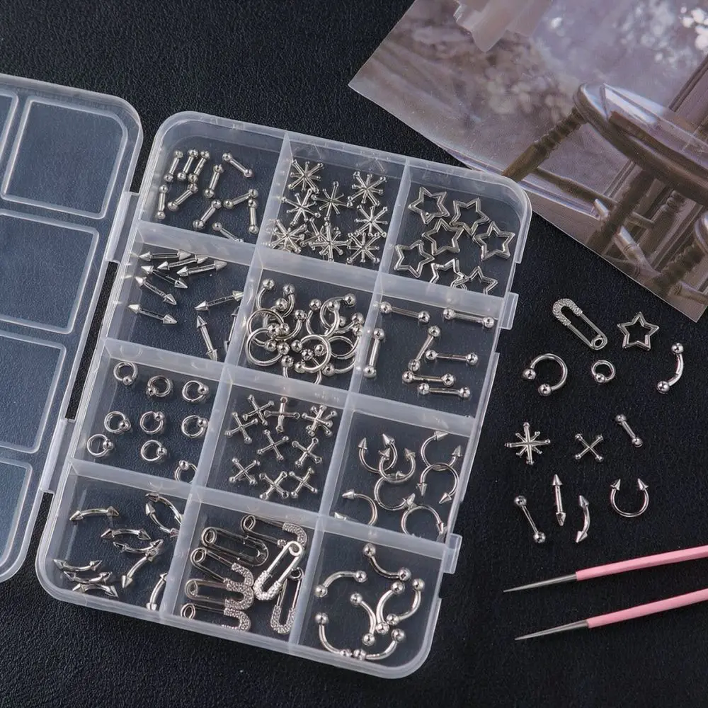 Full Beauty Punk Style Nail Jewelry Kit Metal Star Pin Rivets 3D Nail Art Accessories Y2K Manicure Decoration Set Items