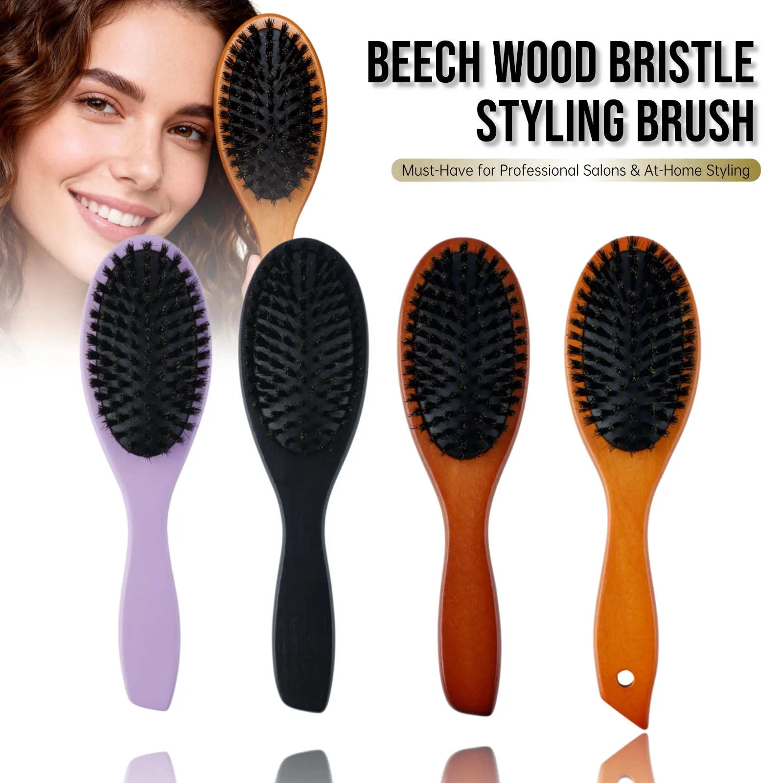 Natural Boar Bristle Oval Hair Brush Woman Antistatic Detangle Straight Hair Brush Scalp Massage Hairdressing Air Cushion Comb