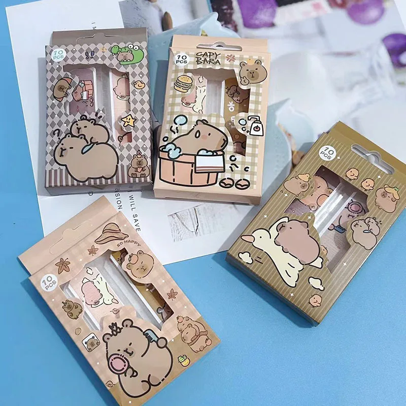 Cartoon Capybara Bandages 10pcs/pack Waterproof Breathable Wound Care for Baby Kids Student Cute Plaster Baby Bandages