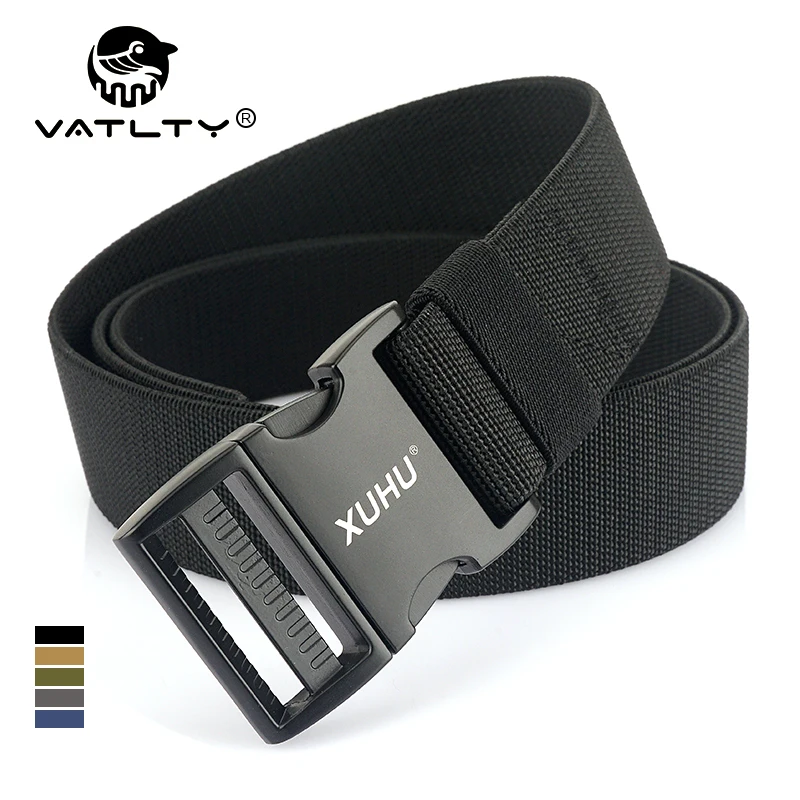 VATLTY 38mm Elastic Belt for Men Aluminum Buckle Quick Release Tactical Outdoor Belt Tight Nylon Stretch Casual Belt Male Gift