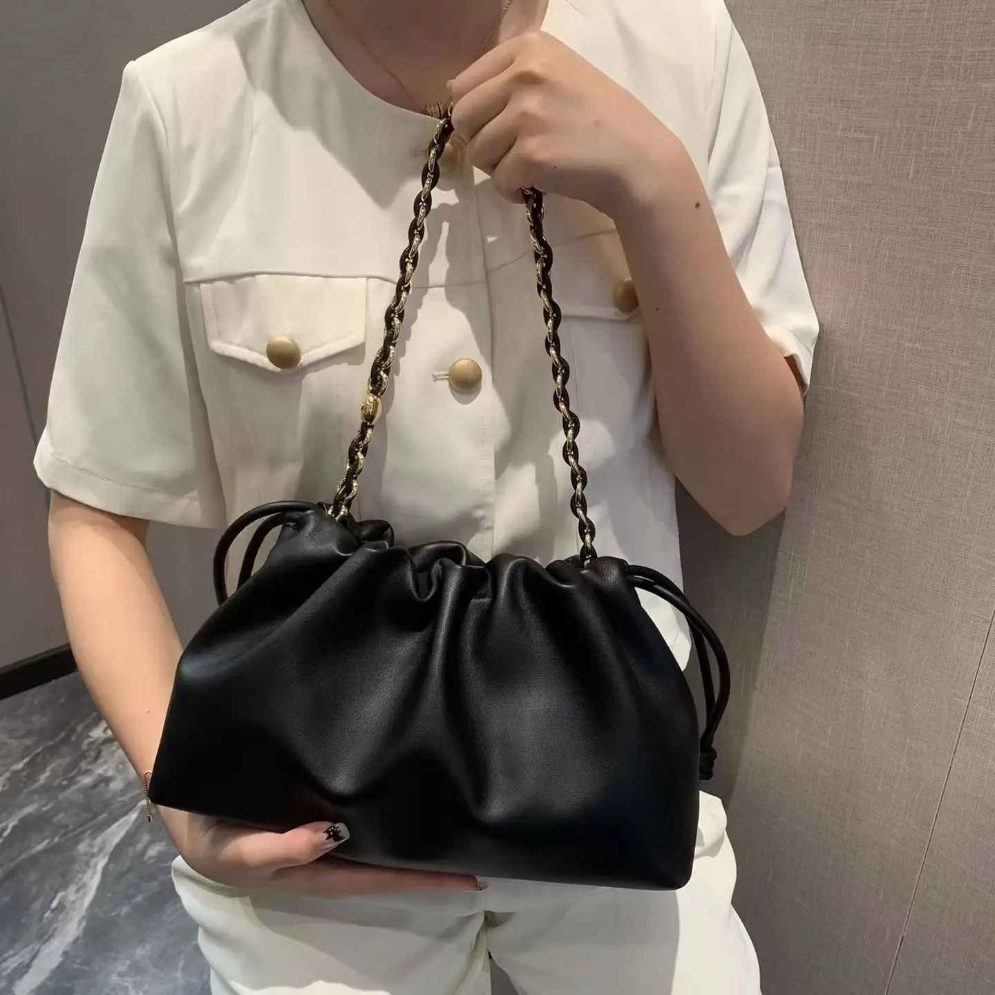 Brand Design Fashion High-grade Texture Leather Cloud Bag Luxury Ladies High Quality Cowhide  Shoulder Crossbody Bags For Women
