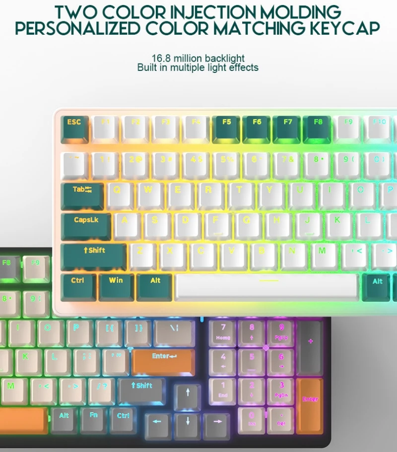 Russian Mechanical Keyboard Spanish Korean Arabic RGB Backlight Hot Swap 100 Keys 98% Layout Type C Wired for Gaming Office K3