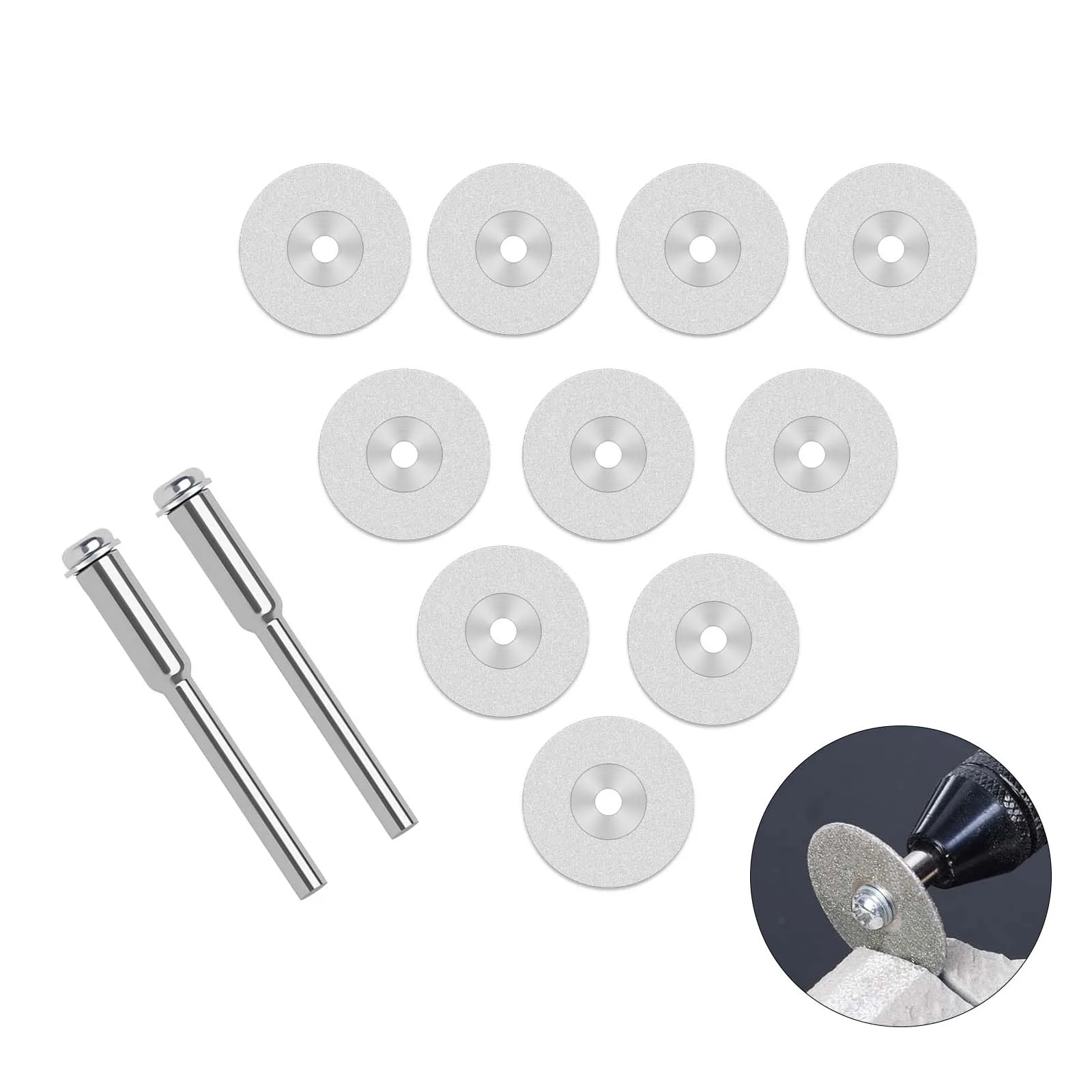 Diamond Cutting Disc Set Rotary Tool Cutting Wheel for Glass Ceramic Stone Jewelry Cutting Polishing with Mandrels Set Tool