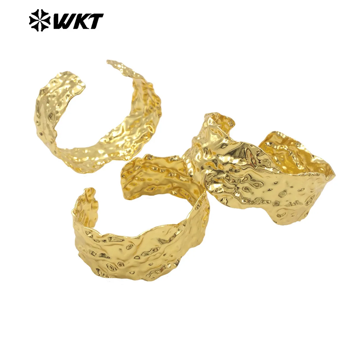 WT-B667 Trendy Models Beautiful Adjustable 18K Gold Plated Natural Yellow Brass Bangle For Daily Decoration And Birthday Gift
