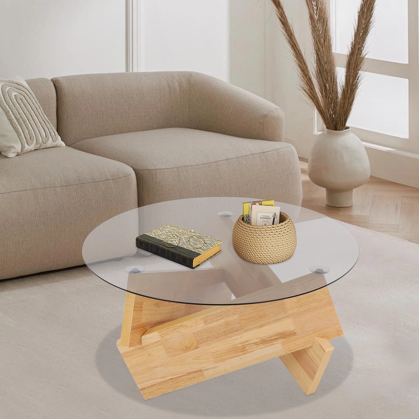 Modern SideTable Side Table with Tempered Glass Top End Table
