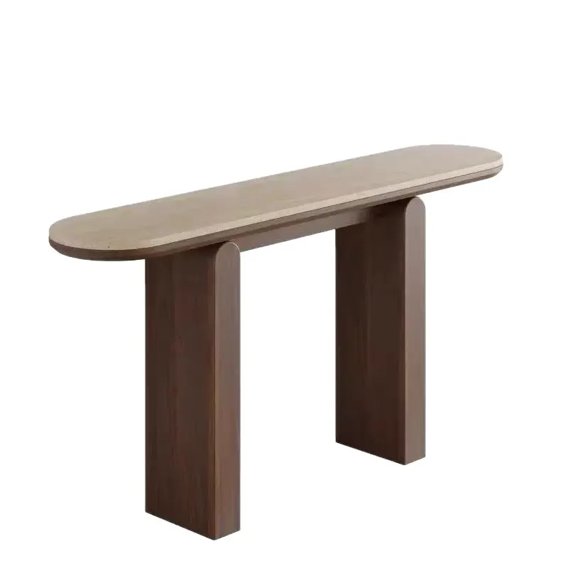 LTT living room solid wood travertine rock slab entrance table entrance corridor wall long table entrance platform