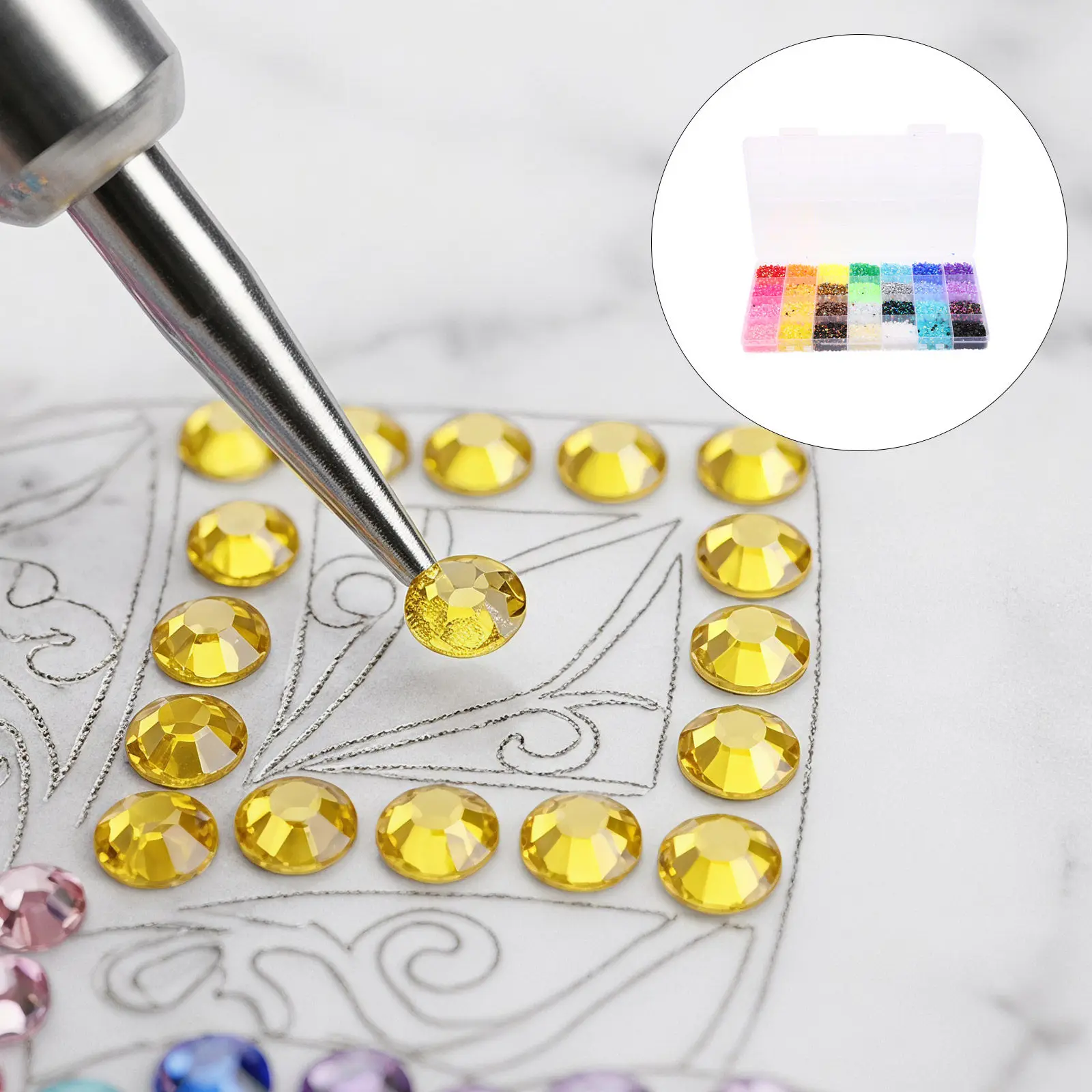 28000Pcs Nail Art Rhinestones Flatback Candy Colors 3Mm Resin Crystals for DIY Clothing Accessories Bedazzling Kit