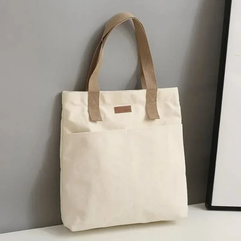 1Pcs Women's Tote Bag Canvas Sewing Thread Large Capacity Advanced Sense Handbag Convenient Practical Female's Commuter Bag