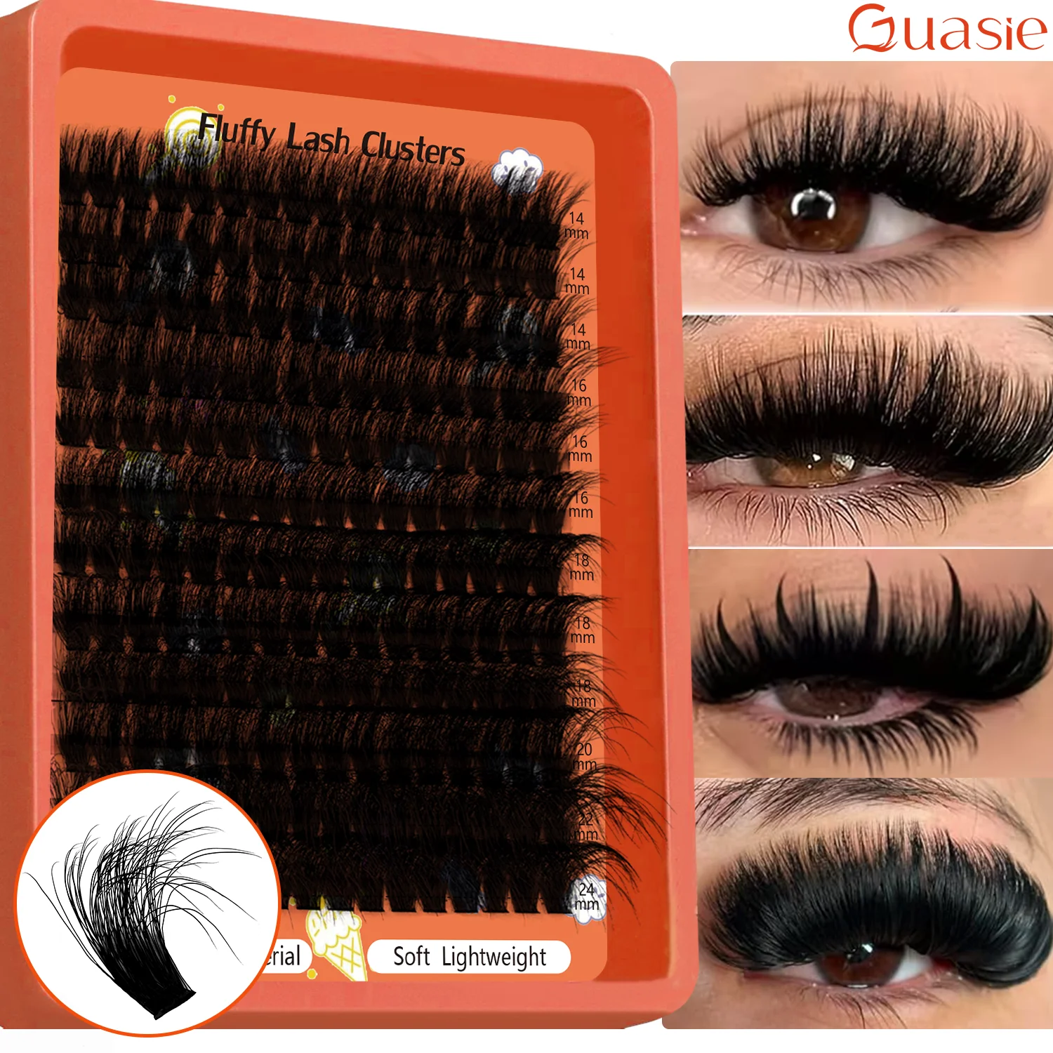 Thick Volume Lash Clusters 80D 100D 14-24mm Mix Length Individual Lashes Soft Wispy Cluster Eyelash Extensions for Daily Party
