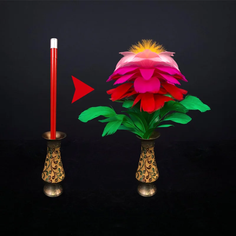 Magic Stick Change Flower Vase Sunflower High Quality Color Steel Wand Disappear Magic Stick Change Flower Female Magician Props