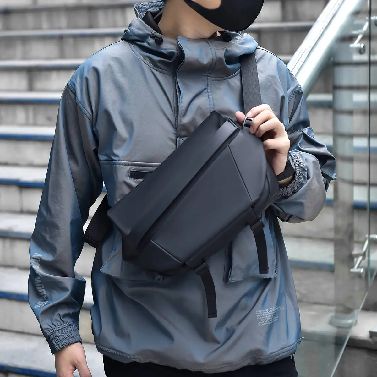 New Trendy Crossbody Bag Men Cycling Functional Workwear Bag, Trendy Brand Messenger Bag Chest Bags Commuter Casual Shoulder