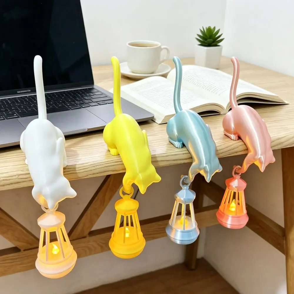 Home Desktop Decor Cat Hanging Cat Night Light 3D Cute Cat Hook Lamp Creative Lantern Mini Lantern Cat Decor Bookshelf