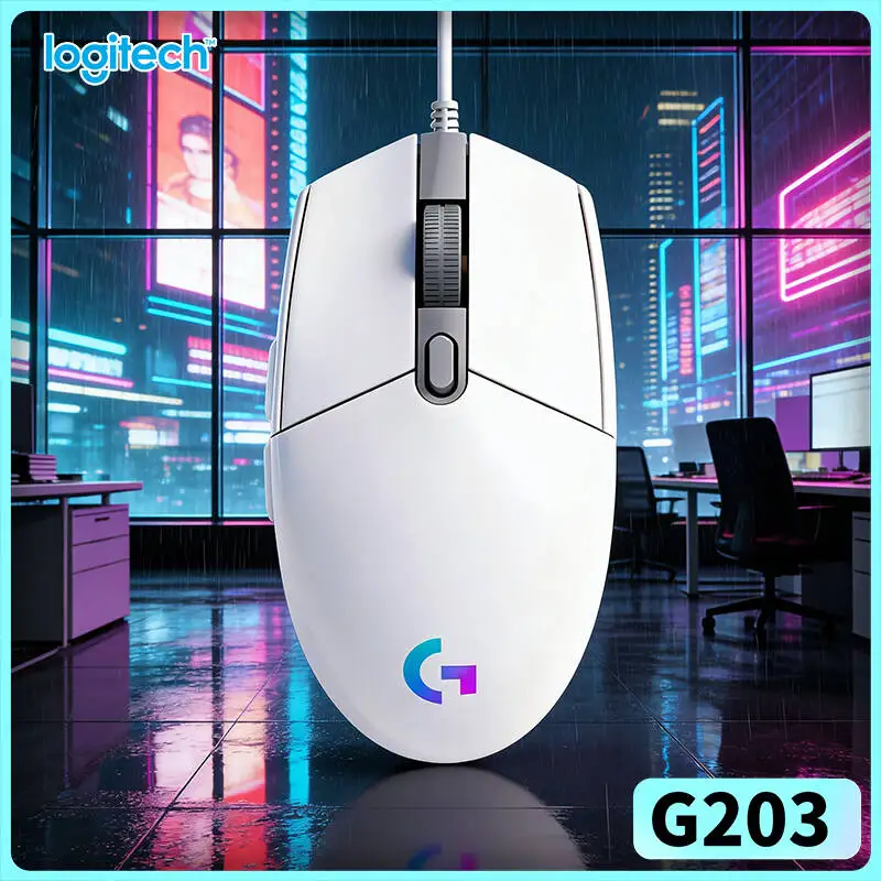 Logitech G203 Prodigy Wired Gaming Mouse 8000 DPI RGB Lighting 6 Buttons 1ms Response 2.1m Cable Gamers Trusted Fit