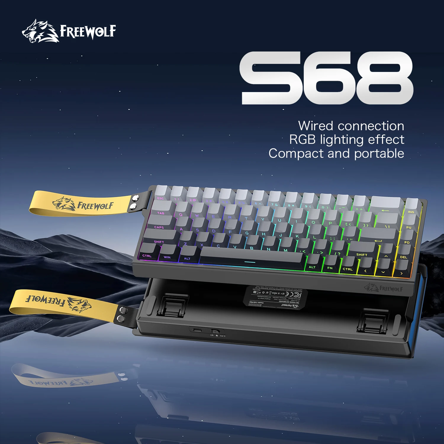 FREEWOLF S68 Wired Membrane Keyboard RGB Backlit Ergonomic Gaming Keyboard Office Computer Keyboard For PC Laptop Gamer