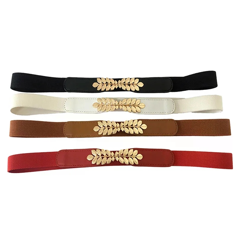 Women Fashion Waist Belt Narrow Stretch Dress Belt Thin Buckle Waistband New