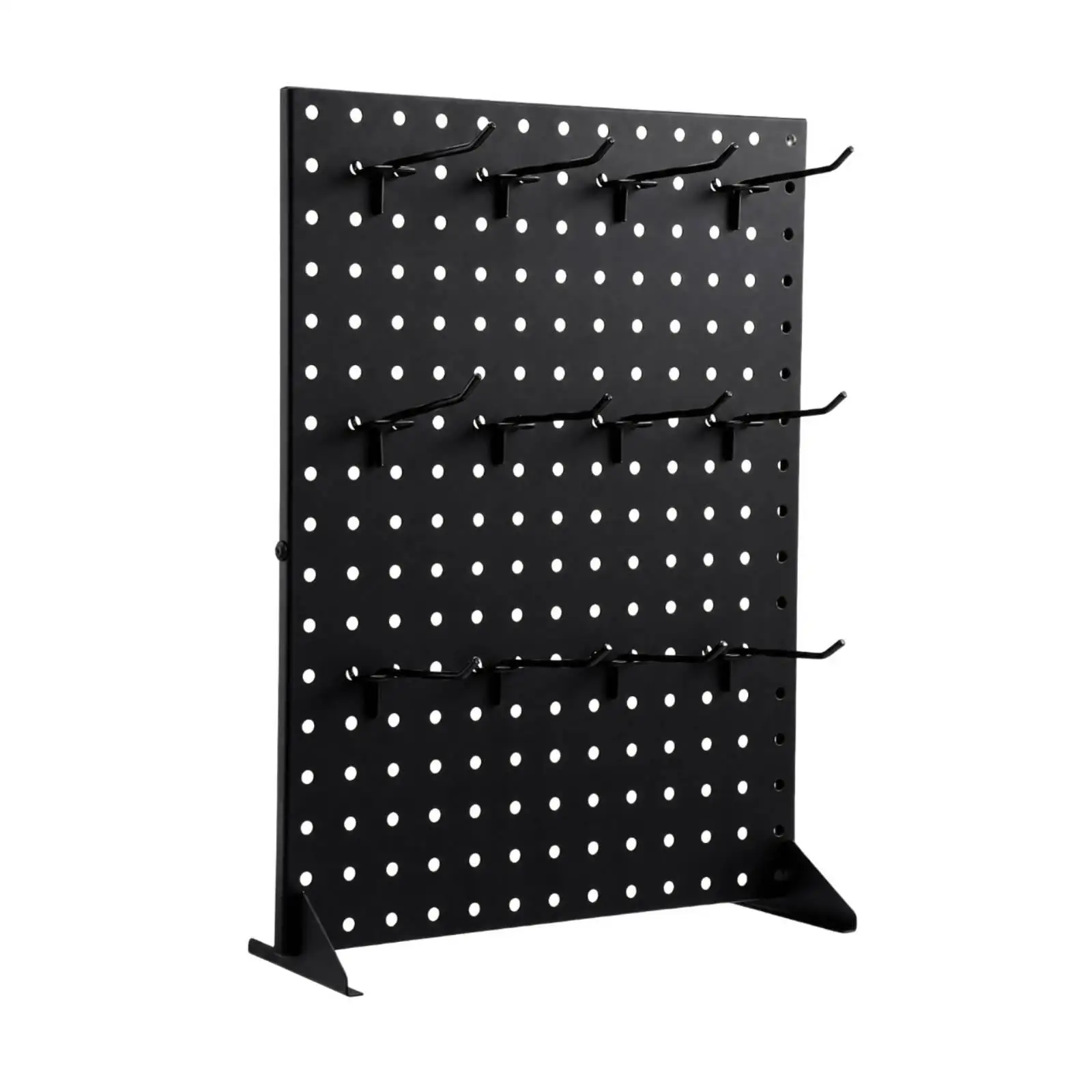 Freestanding Pegboard Jewelry Rack Stable Jewelry Display Rack with Hooks Black for Retail Presentation Areas, Boutique