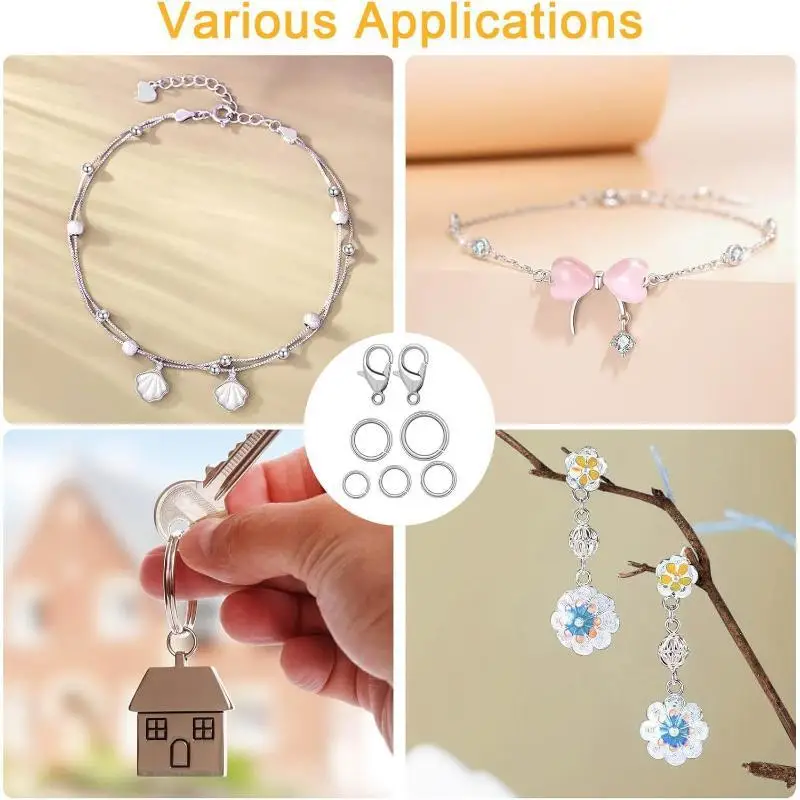 About 1200pcs Gold Silver Jump Rings With Lobster Clasps + Pliers Tweezers For DIY Necklaces Earrings Jewelry Making Kit