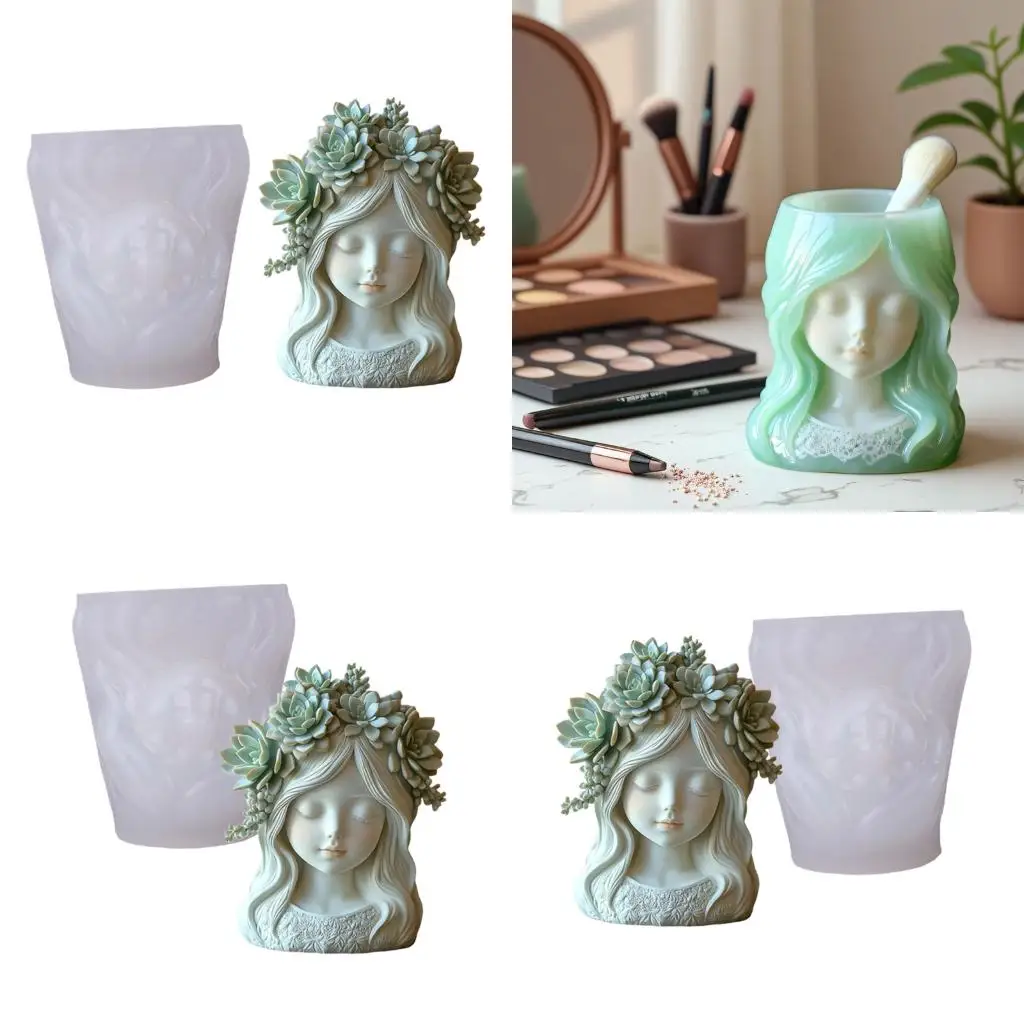 Sleeping Girl Silicone Mold Smooth Surfaces Easy Demolding for Planter Holder Decorative Containers Enthusiasts