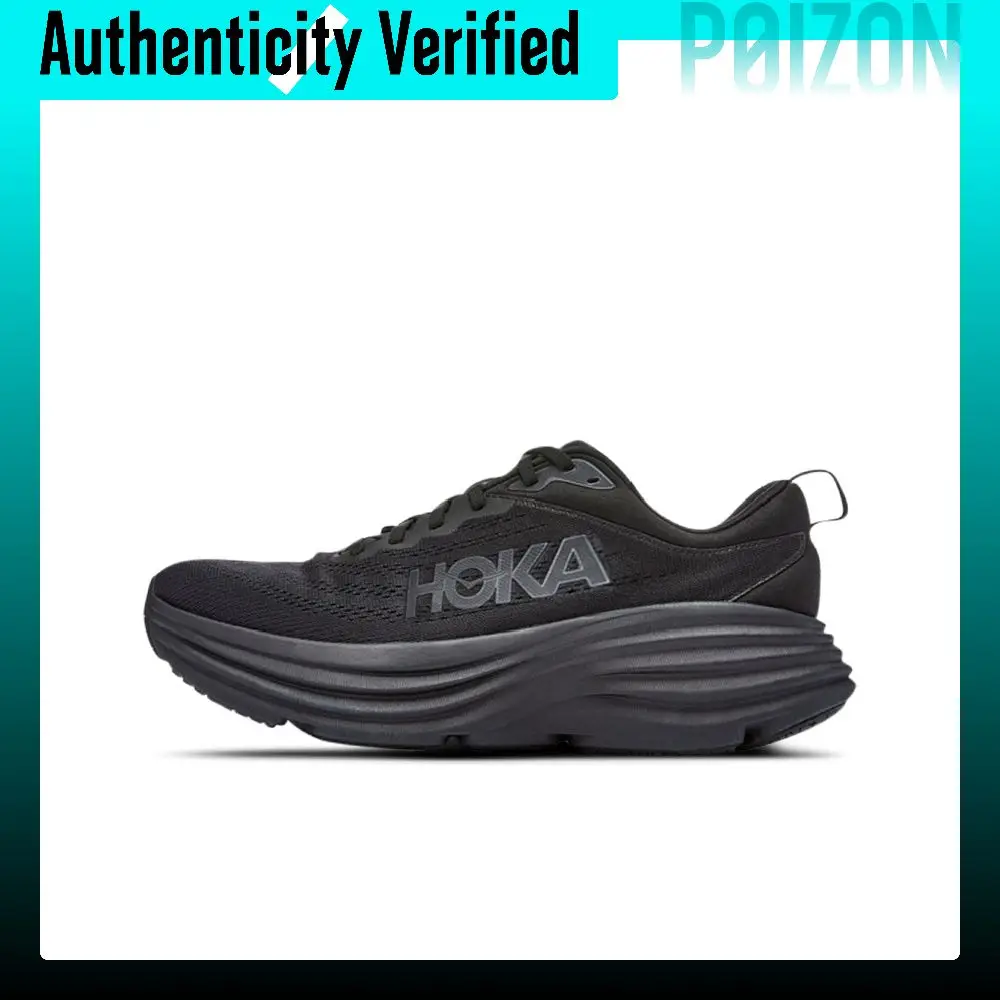 HOKA ONE ONE Bondi 8 Fabric Low top Running Shoes Men's Black Wide Fit 1127955-BBLC