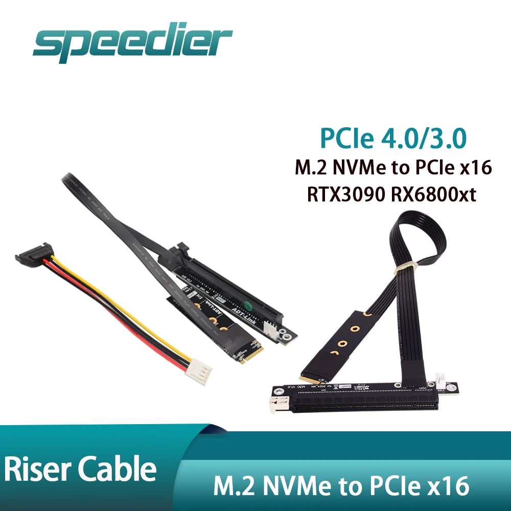 ADT-LINK PCIe 4.0 X16 To M.2 NVMe Adapter Extension Riser Cable for RTX3090 RX6800xt GPU GTX RTX Mining NVIDIA AMD Video Card
