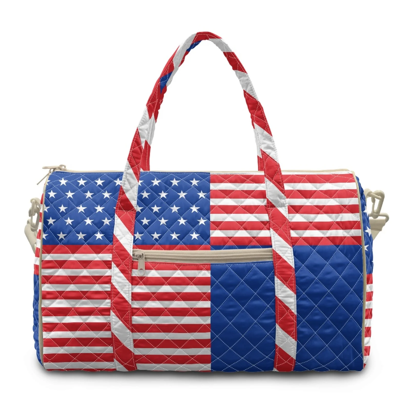 Coloranimal Zippered Travel Bags Versatile Quilted Travel Duffels for Workout Womens American Flag 2026 New