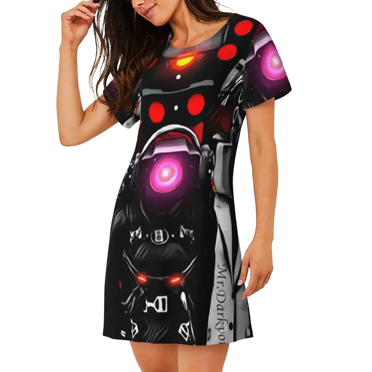 Custom Game Titan Speakerman Skibidi Toilet Short Sleeves Nightdress For Sleeping Women Short Sleeve Nightgowns Pajama Dress
